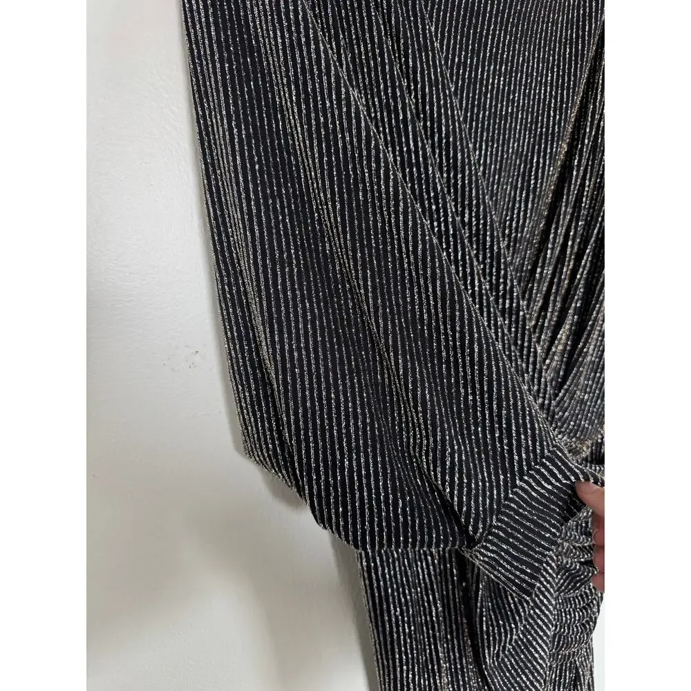 IRO Paris Shiny Ruched Absalon Black Sparkly Party Dress Size 38 FR
